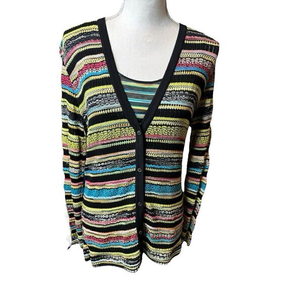 Missoni Vintage Twin Set Authentic Rare Print Knit Tank Cardigan Size 44 US 8 - Picture 1 of 14